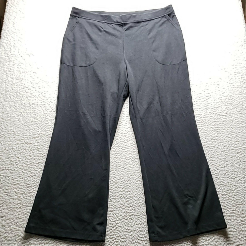 Woman Within Dress Pants Womens 22W Black Jersey Wide Leg Pull On Stretch Casual